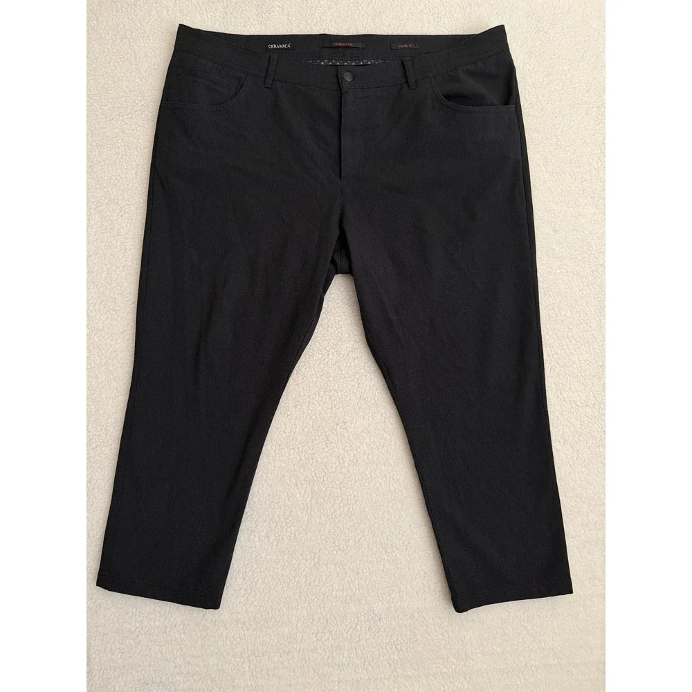 Alberto Mens 42x25 Black Ceramica Finestripe Modern Fit Chino Stretch Pants